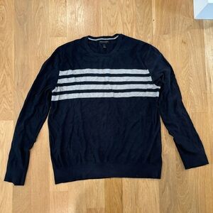 Banana Republic Luxury Blend Sweater Blue with Gray Stripes. Size XL